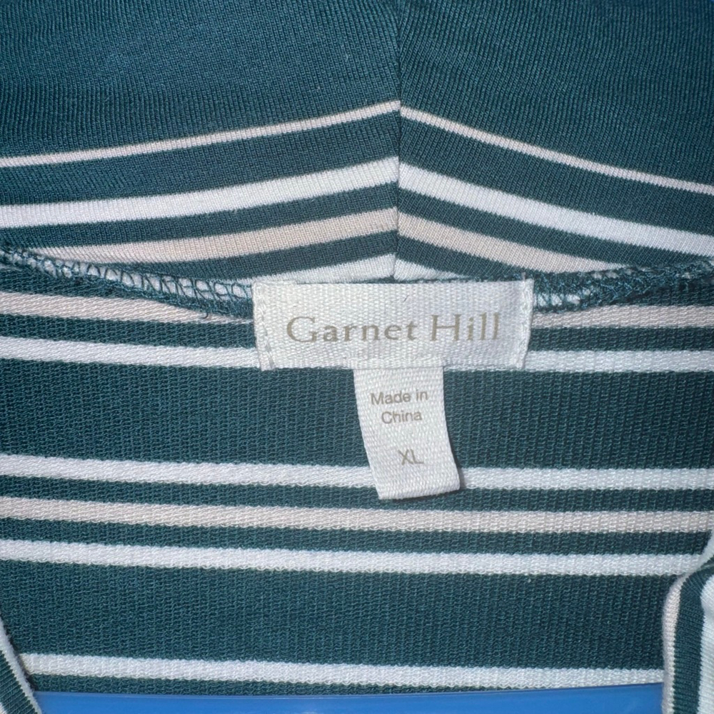 Women's Garnet Hill Green & White Striped Cowl Neck Tunic Top XL - Picture 3 of 9